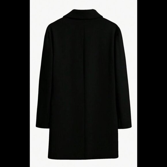 MEN’s lapel collar preppy peacoat pea coat black - Picture 2 of 2
